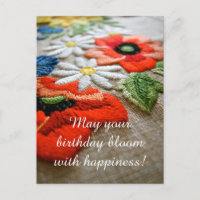 Birthday Needle Art Postkarte