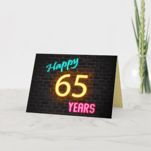 Birthday neon 65 sign on brick karte