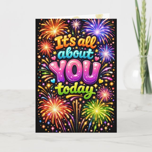 Birthday Neon Fireworks Karte (Vorderseite)