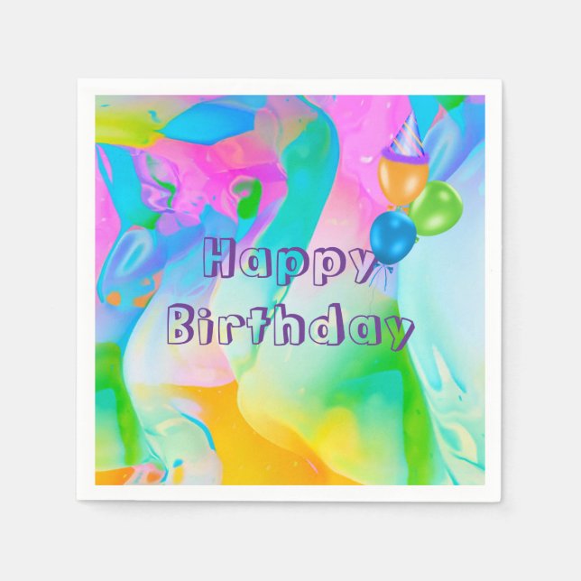 Birthday Neon Rainbow Abstrakt Serviette (Vorderseite)