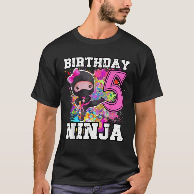 Birthday Ninja 5 year old Funny Ninja Party Birthd T-Shirt (Vorderseite)