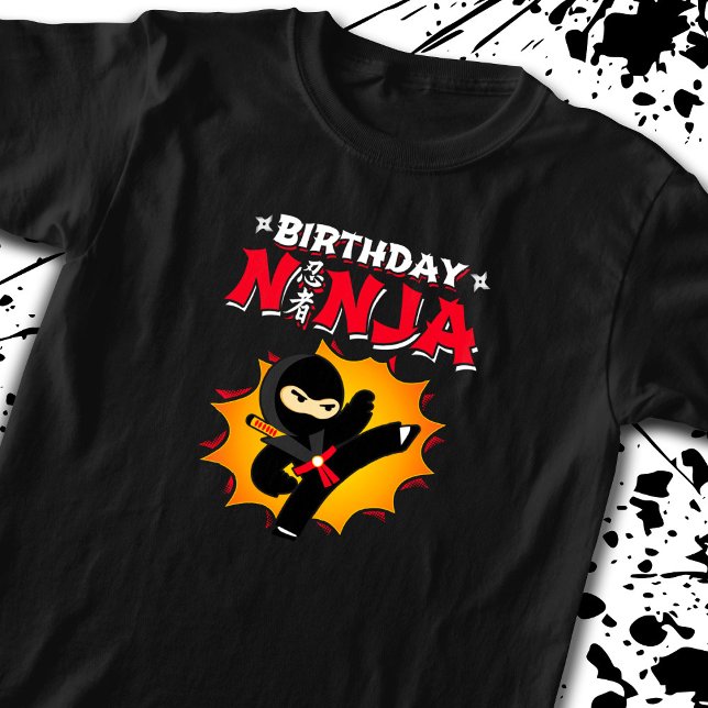 Birthday Ninja Theme Party - Birthday Ninja Design T-Shirt (Von Creator hochgeladen)