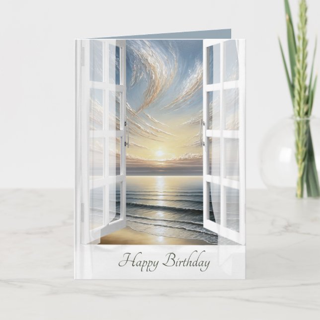 Birthday Ocean Sunrise Window Karte (Vorderseite)