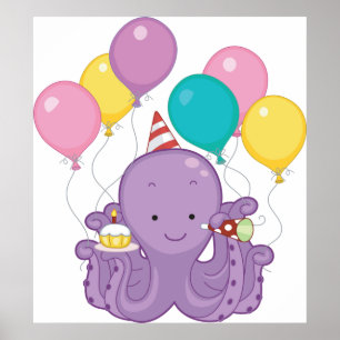 Birthday Octopus Poster