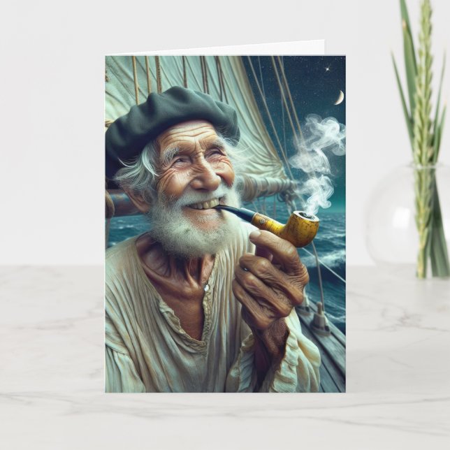 Birthday Old Seaman Rauchen ein Stück Karte (Vorderseite)