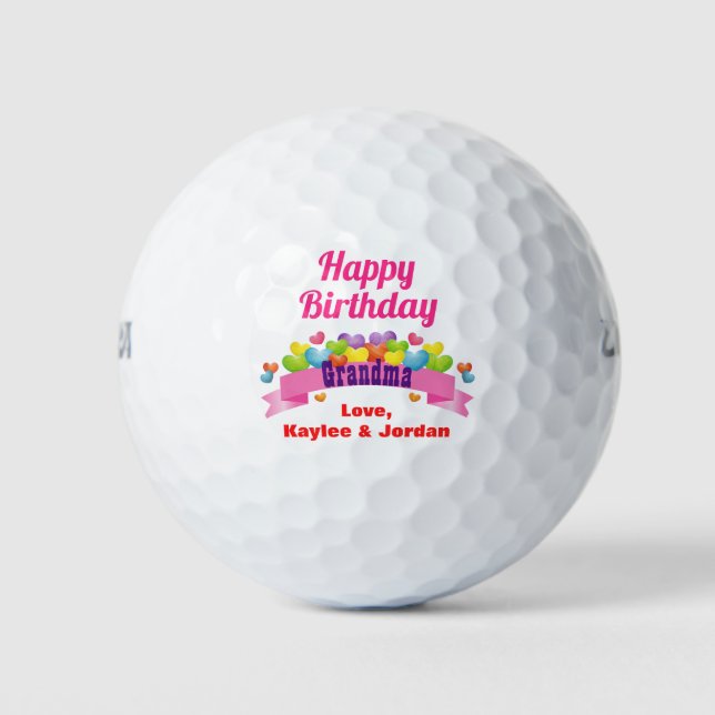 Birthday Oma Golfer Niedliche Herzen Name hinzufüg Golfball (Vorderseite)