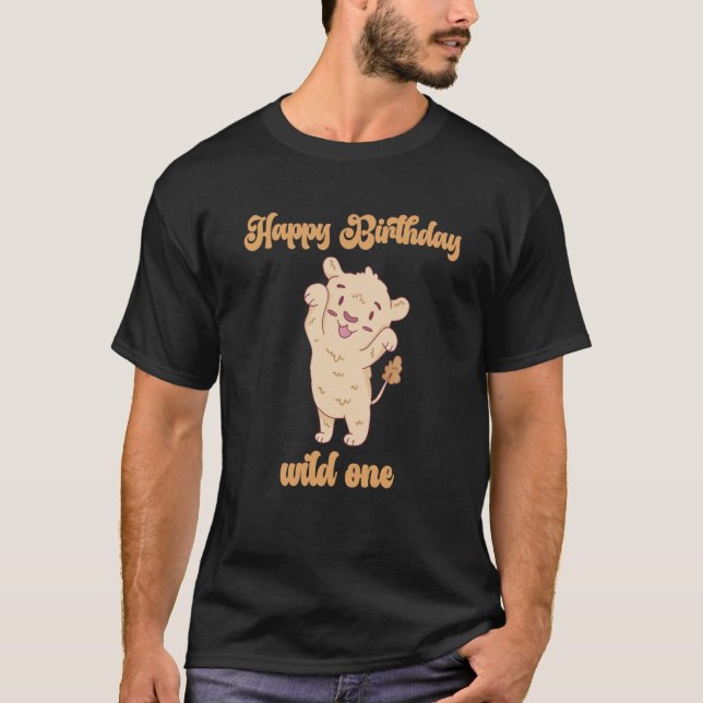 Birthday One Wild Lion Animals Celebration Boy Gir T-Shirt (Vorderseite)