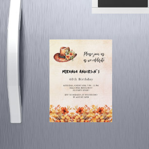 Birthday Orange Blume boho cowgirl Luxus Magneteinladung