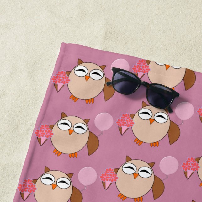 Birthday Owl Beach Handtuch (Beispiel)