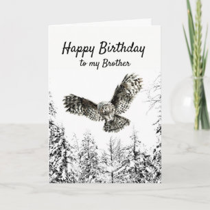Birthday Owl Bird Watercolor Brother Karte