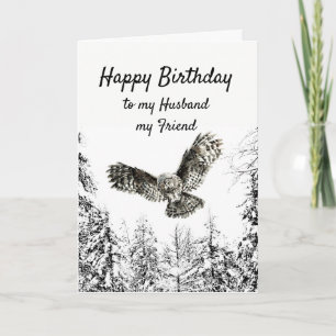 Birthday Owl Bird Watercolor Husband Friend Karte