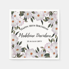 Birthday Pale Pink White Roses Kleider Design Serviette