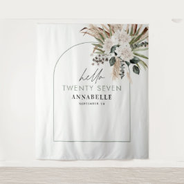 Birthday Pampas Gras Eukalyptus Modernes Wein Wandteppich