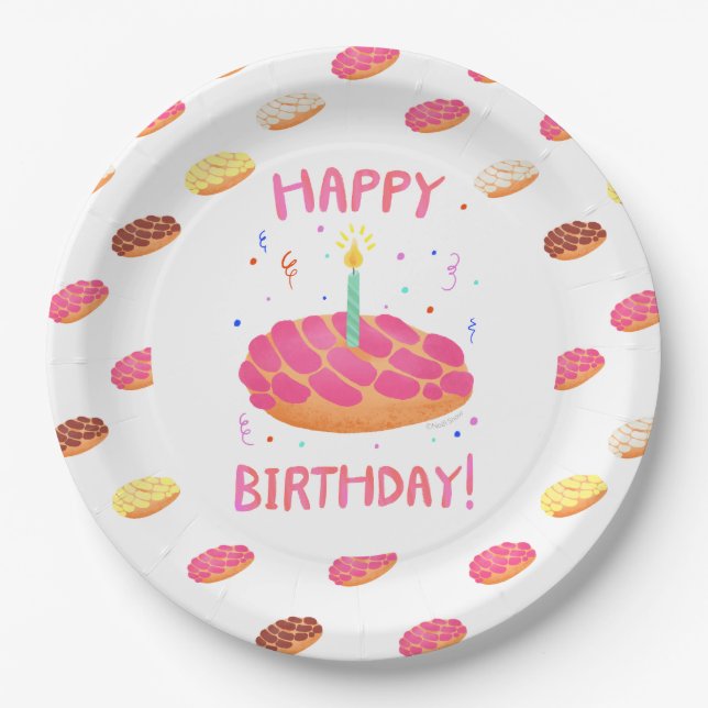 Birthday Pan Dulce Concha Pappteller (Vorderseite)