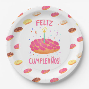 Birthday Pan Dulce Concha, Spanisch Pappteller