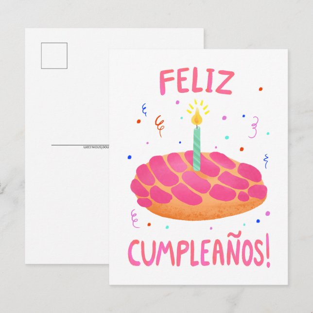 Birthday Pan Dulce Concha, Spanisch Postkarte (Vorne/Hinten)