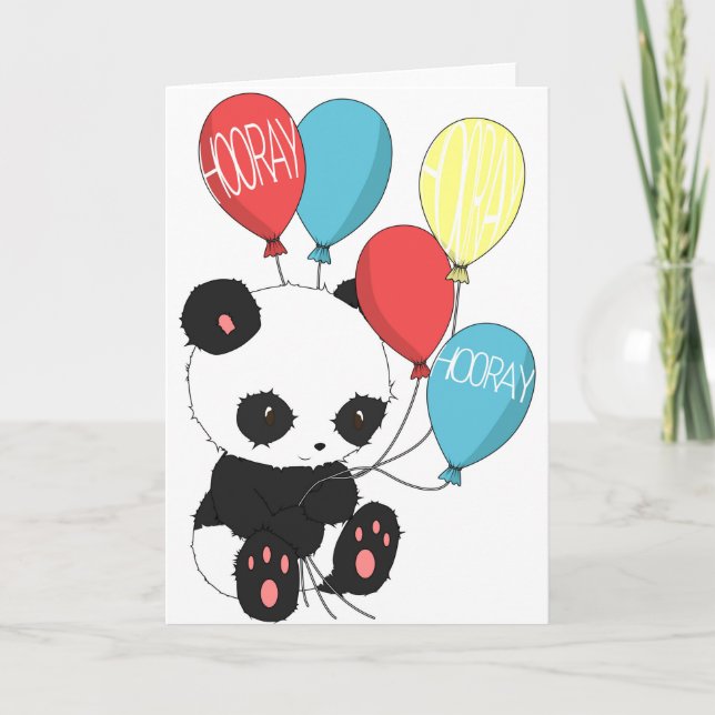 Birthday Panda with ballons Karte (Vorderseite)