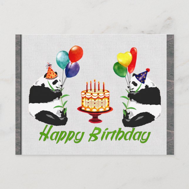 Birthday Pandas Postkarte (Vorderseite)