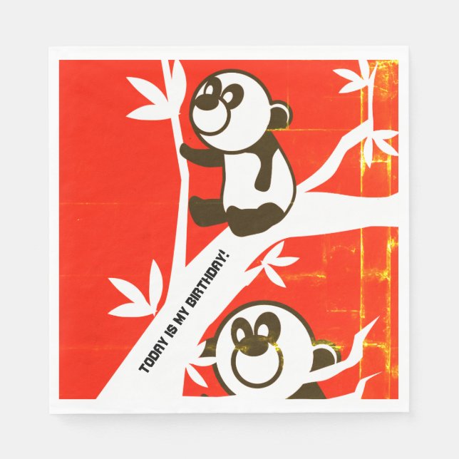 Birthday Pandas Serviette (Vorderseite)