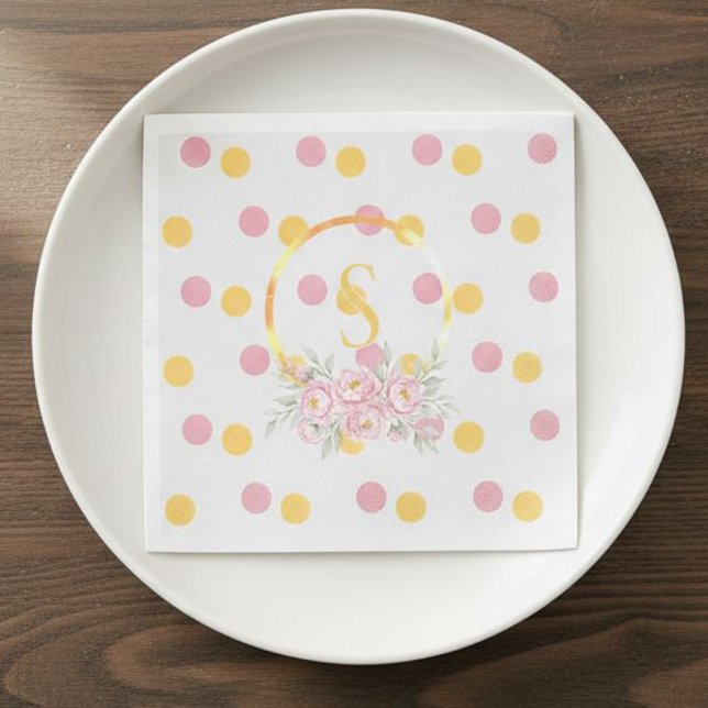 Birthday Paper Napkins Pink Watercolor Polka Dot  Serviette (Von Creator hochgeladen)