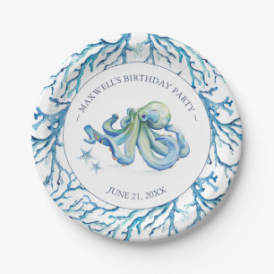 Birthday Paper Plate Boy Blue unter dem Meer Pappteller