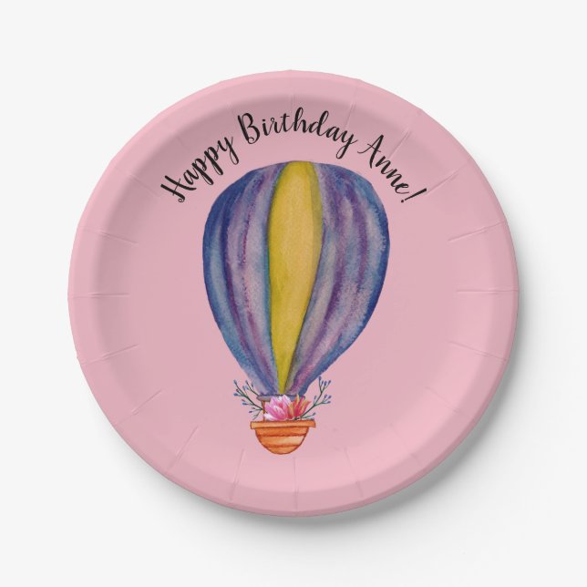 Birthday Paper Tellers Hot Air Baloon Pappteller (Vorderseite)