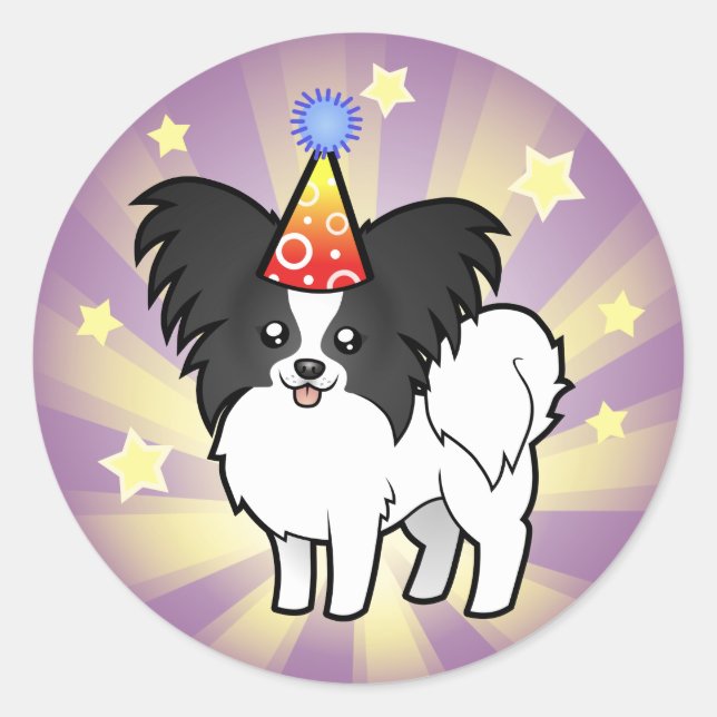 Birthday Papillon Runder Aufkleber (Vorderseite)