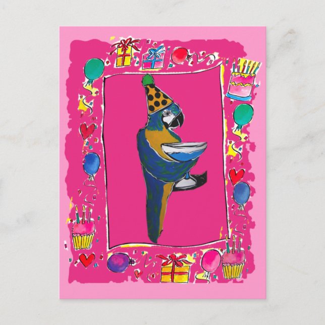 Birthday Parrot Postkarte (Vorderseite)