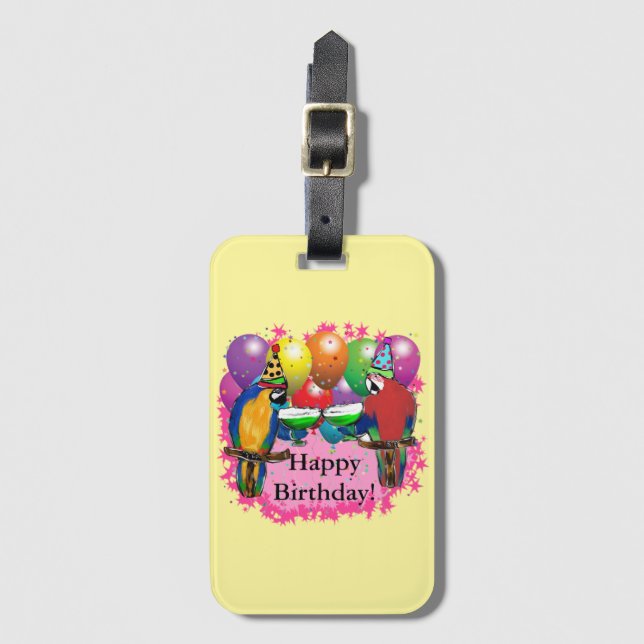 BIRTHDAY PARROTS GEPÄCKANHÄNGER (Vorderseite Vertikal)