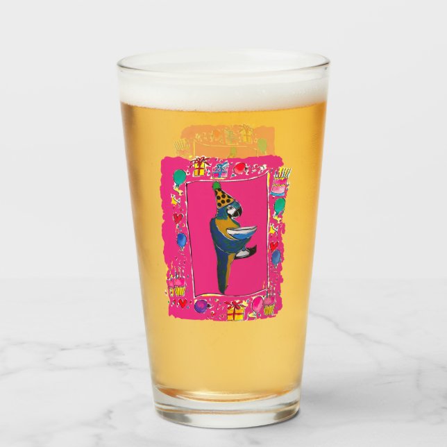 BIRTHDAY PARROTS GLAS (Vorne (Gefüllt))