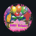 BIRTHDAY PARROTS RUNDE WANDUHR<br><div class="desc">NIEDLICHE GEBURTSTAG PARROT PRODUCTS</div>
