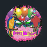 BIRTHDAY PARROTS RUNDE WANDUHR<br><div class="desc">NIEDLICHE GEBURTSTAG PARROT PRODUCTS</div>