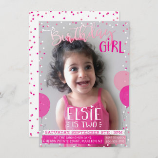 BIRTHDAY PARTEI laden niedliche rosa Ballons Konfe Einladung