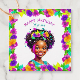 Birthday Party Afroamerikanisches Mädchen Personal Geschenkanhänger