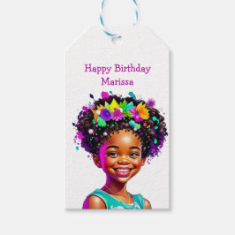 Birthday Party Afroamerikanisches Mädchen Personal Geschenkanhänger