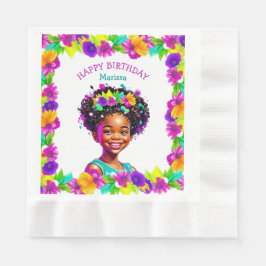 Birthday Party Afroamerikanisches Mädchen Personal Serviette