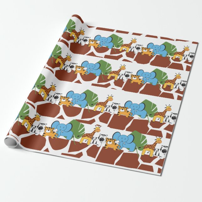 Birthday Party Animal Jungle Safari Geschenkpapier (Ungerollt)