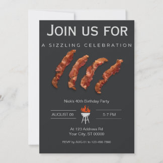 Birthday Party, Bacon, GRILLEN Einladung