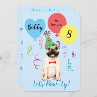 Birthday Party Ballons Französisch Bulldog Einladu Einladung
