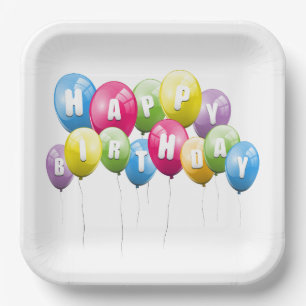 Birthday Party Ballons on White Pappteller