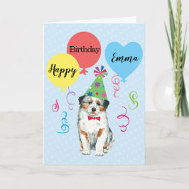 Birthday Party Balloons Australian Shepherd Karte