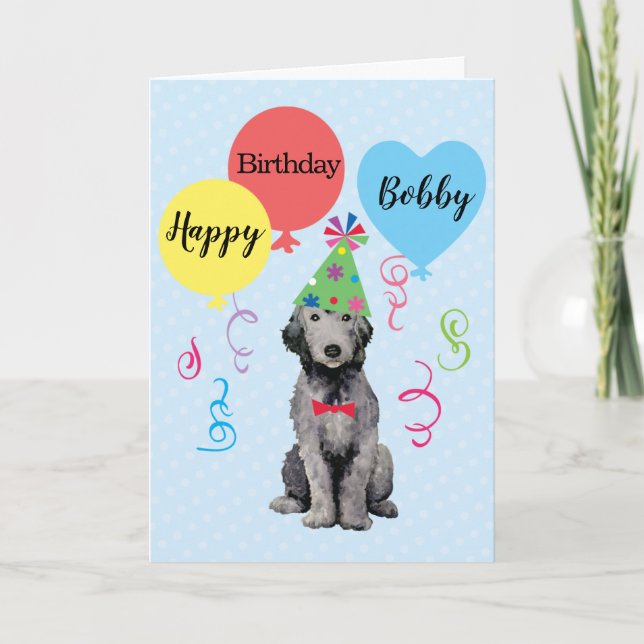 Birthday Party Balloons Bedlington Terrier Card Karte (Vorderseite)