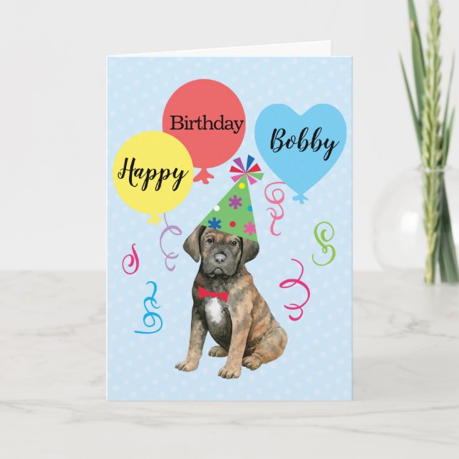 Birthday Party Balloons Cane Corso Card Karte (Vorderseite)