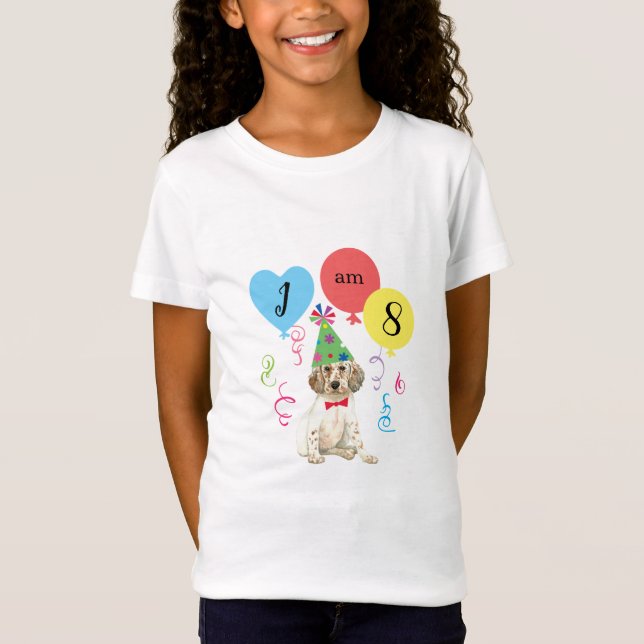 Birthday Party Balloons Englisch Setter T - Shirt (Vorderseite)