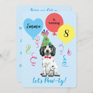 Birthday Party Balloons English Cocker Spaniel Einladung