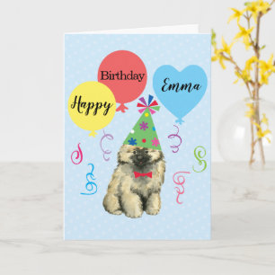 Birthday Party Balloons Keeshond Card Karte