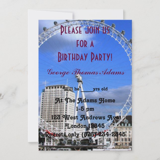Birthday Party Balloons Pattern London Einladung (Vorderseite)