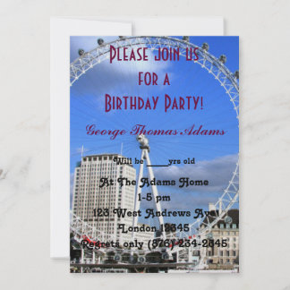 Birthday Party Balloons Pattern London Einladung