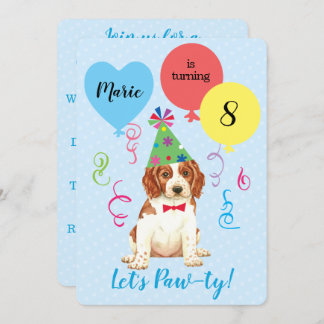 Birthday Party Balloons Welsh Springer Spaniel Einladung