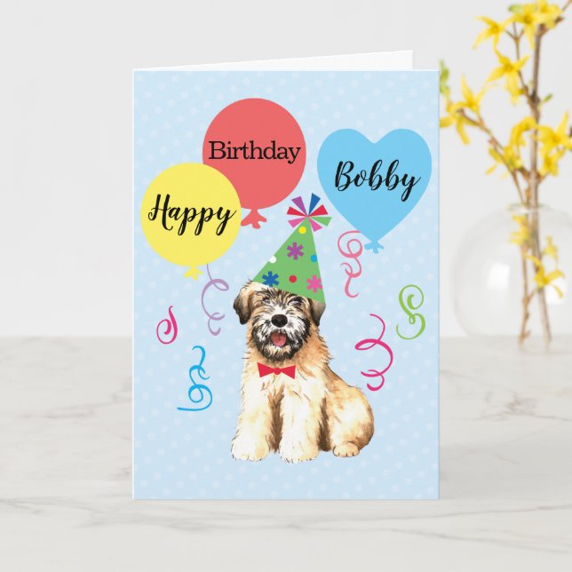 Birthday Party Balloons Wheaten Terrier Card Karte (Gelbe Blume)